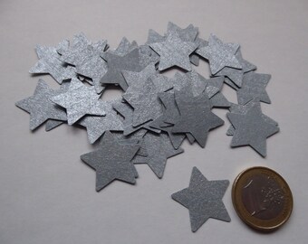 50 kleine silberne handgestanzte Sterne Stanzteile Streuteile