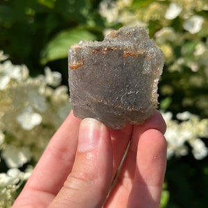 Cubic Blue Fluorite With Calcite Druzy