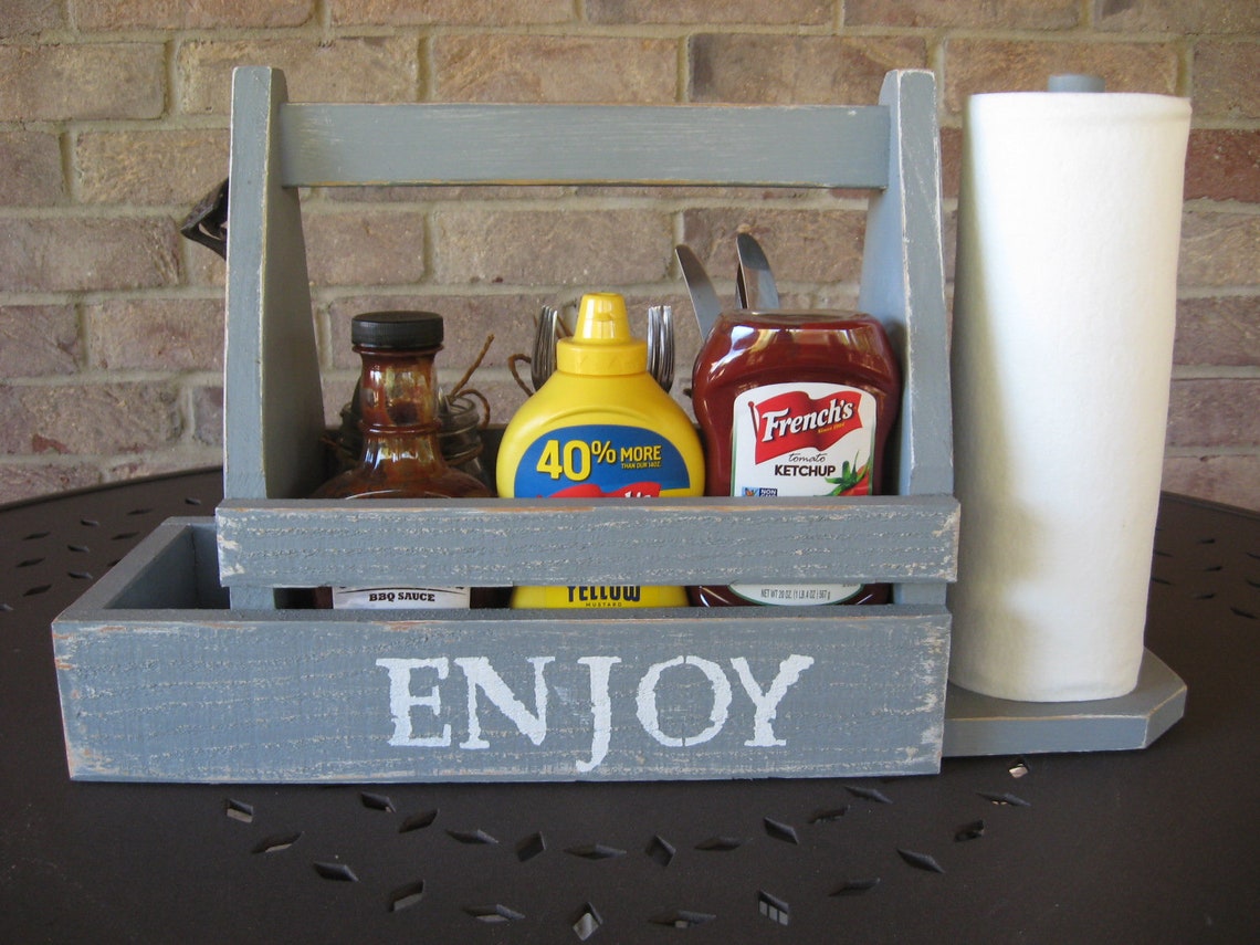 BBQ Caddy with Bottle Opener and Paper Towel Holder Etsy