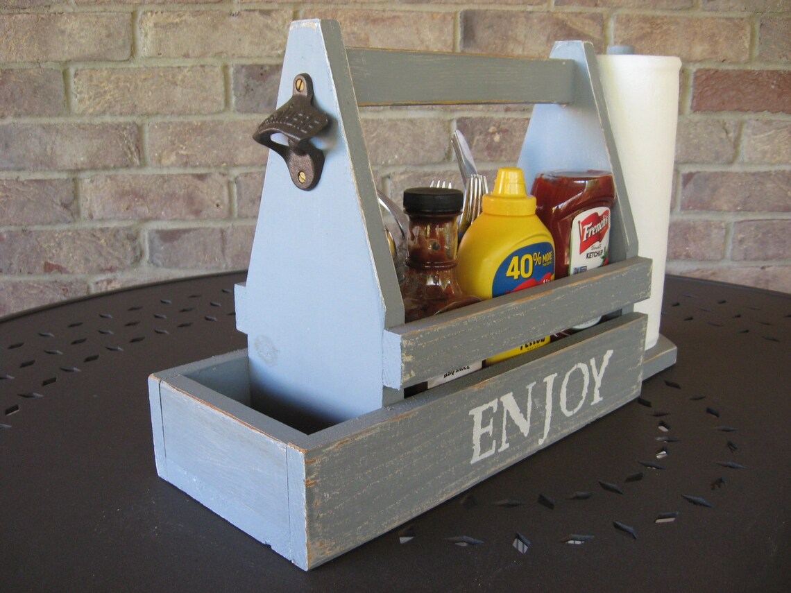 BBQ Caddy with Bottle Opener and Paper Towel Holder Etsy