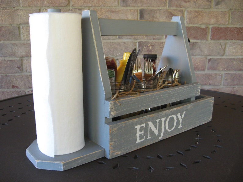 BBQ Caddy with Bottle Opener and Paper Towel Holder Etsy