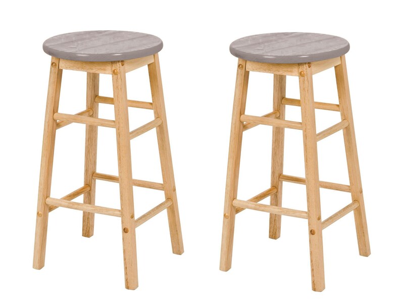 2 x Hand Painted Top Wooden Bar Stools Light Grey Etsy