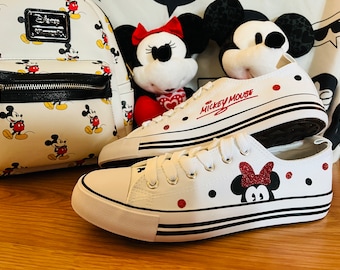 Mickey & Minnie Mouse Inspired Peek-a-boo Signature shoes for Women or Girls FREE SHIPPING!!! Choose your Bow/Dot Color!! Many Shoe Colors!