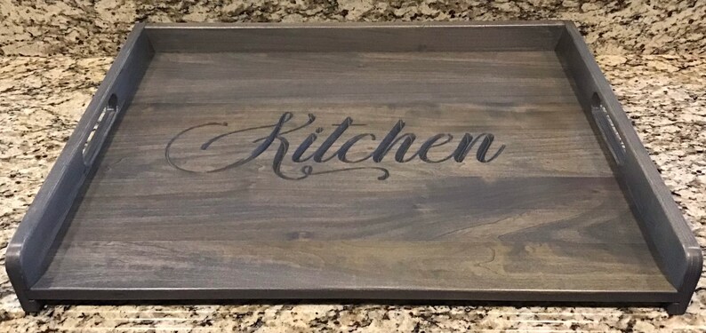 Beautifully Handcrafted Tray Style 30 Inch Stovetop Cover/Noodle Board Engraved Wood with Blessed, Gather, Farmhouse, Country Kitchen image 3