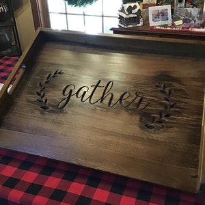 Beautifully Handcrafted Tray Style 30 Inch Stovetop Cover/Noodle Board Engraved Wood with Blessed, Gather, Farmhouse, Country Kitchen image 4
