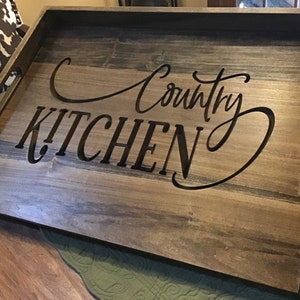 Beautifully Handcrafted Tray Style 30 Inch Stovetop Cover/Noodle Board Engraved Wood with Blessed, Gather, Farmhouse, Country Kitchen image 5