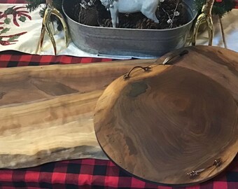 Beautiful Solid Black Walnut Wood Charcuterie/Cheese Boards Rectangular Live Edge/Round