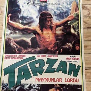 1984 Greystoke La leyenda de Tarzán, el señor de los simios. Póster original de una hoja de película. Cartel de época. Obra de arte. Arte cinematográfico. Ilustraciones del cartel.