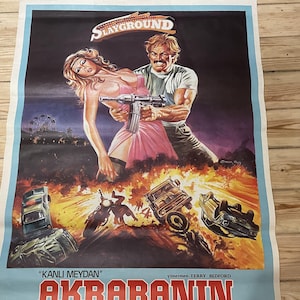 1983 Campo de matanza. Póster original de una hoja de película. Cartel de época. Obra de arte. Arte cinematográfico.  Cartel de película turca. Década de 1980. Ilustraciones del cartel.