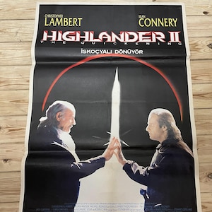 1991 Hıghlander 2. Póster de película original de una hoja. Cartel de época. Obra de arte. Arte cinematográfico. Ciencia ficción. Cartel retro.