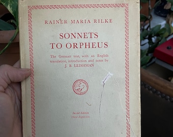 Sonetos a Orfeo por Rainer Maria Rilke 1967 libro de poesía vintage. Texto en alemán e inglés. Segunda impresión