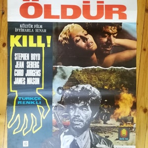 ¡Matar! Póster original de la película Turkih. Póster de película vintage de 1971.