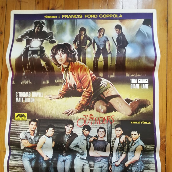 The Outsiders (1983) Turkish movie poster. Francis Ford Coppola Original Movie Poster. Patrick Swayze  Tom Cruise Matt Dillon