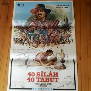 1972 Cartel original de la película occidental 40 tumbas para 40 armas Arte cinematográfico original -