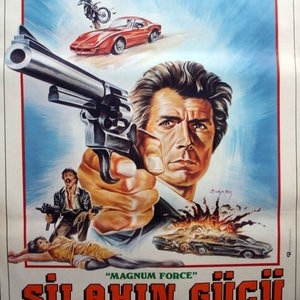 MAGNUM FORCE Clint Eastwood Unique Vintage Turkish Movie Poster  Clint Eastwood 1973