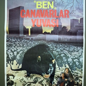 Ben Original One Sheet Póster de película turca de terror. Cartel de época. Póster de película original