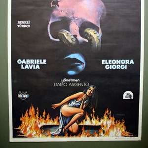 Cartel de la película turca vintage de Inferno Dario Argento 1980 Cartel de película de terror raro