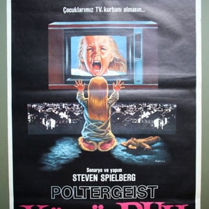 POLTERGEIST Original Vintage Turkish movie Poster 1982   Steven Spielberg, Vintage Horror Movies Poster.