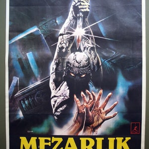 1982 JOHN SAXON Original One-Sheet Turkish Movie Poster.  The Scorpion With two Vintage Harror Movie Poster.
