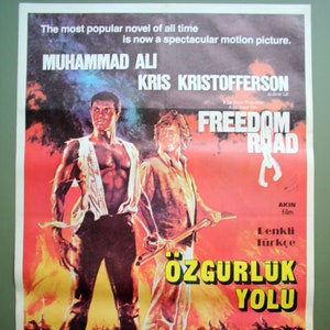 1979 Póster original de la película de una hoja de Muhammad Ali "Freedom Road". Cartel de película turca.