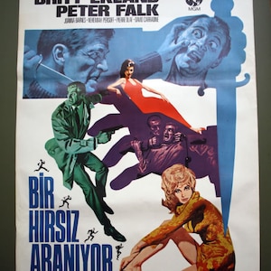 Póster original de una hoja de la película Demasiados ladrones.  Póster de película de obra de arte única de 1969