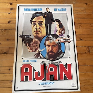 Póster original de la película turca The Agency de 1980. Póster de película dramática vintage. Lee Majors