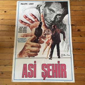1973 La mano spietata della legge Póster original de la película turca. Póster de película criminal vintage.