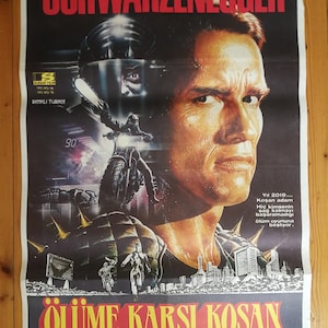 The Running Man Original Turkih Movie Poster.  1987 Arnold Schwarzenegger Vintage Movie Poster.