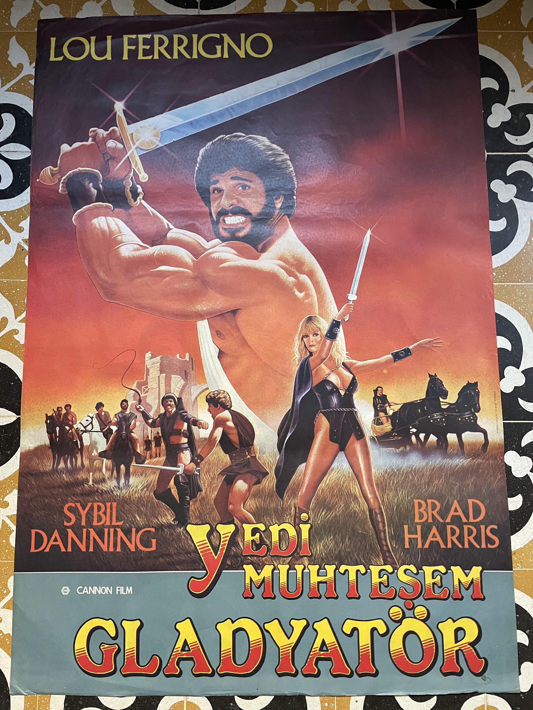 ポスター　アート　映画　トルコ 七人の剣闘士 オリジナルトルコ映画ポスター 1984 - Etsy 日本