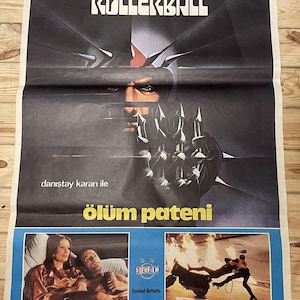 1975 Bola rodante.  Póster de película de ciencia ficción de los años 70. Póster original de una hoja de película. Cartel de época. Obra de arte. Arte cinematográfico. Cartel retro.