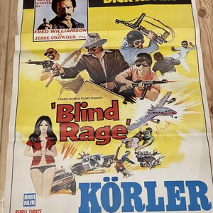 1976 Rabia ciega. Póster original de una hoja de película. Cartel de época. Obra de arte. Arte cinematográfico. Ilustraciones del cartel. Película de comedia de los años 70. Cartel retro.