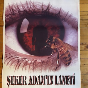Póster original de la película de terror sobrenatural turca Candyman de 1992. Póster vintage