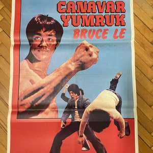 Póster de la película turca Bruce Lee de 1978 Póster original vintage de Bruce Lee en una hoja