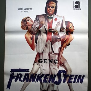 1975 Frankenstein all'italiana Póster de película turca vintage. Ken Russell Rudolf Nureyev Vintage Original Póster
