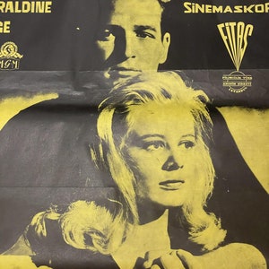 1962 Dulce pájaro de la juventud. Póster original de una hoja de película. Cartel de época. Obra de arte. Arte cinematográfico. Ilustraciones del cartel. Cartel retro. Década de 1960.