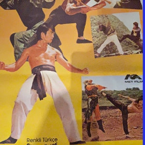 Bruce Lee contra Superman. Cartel original de la película Kung FU vintage de 1975. Póster de la película Karete de edición turca.