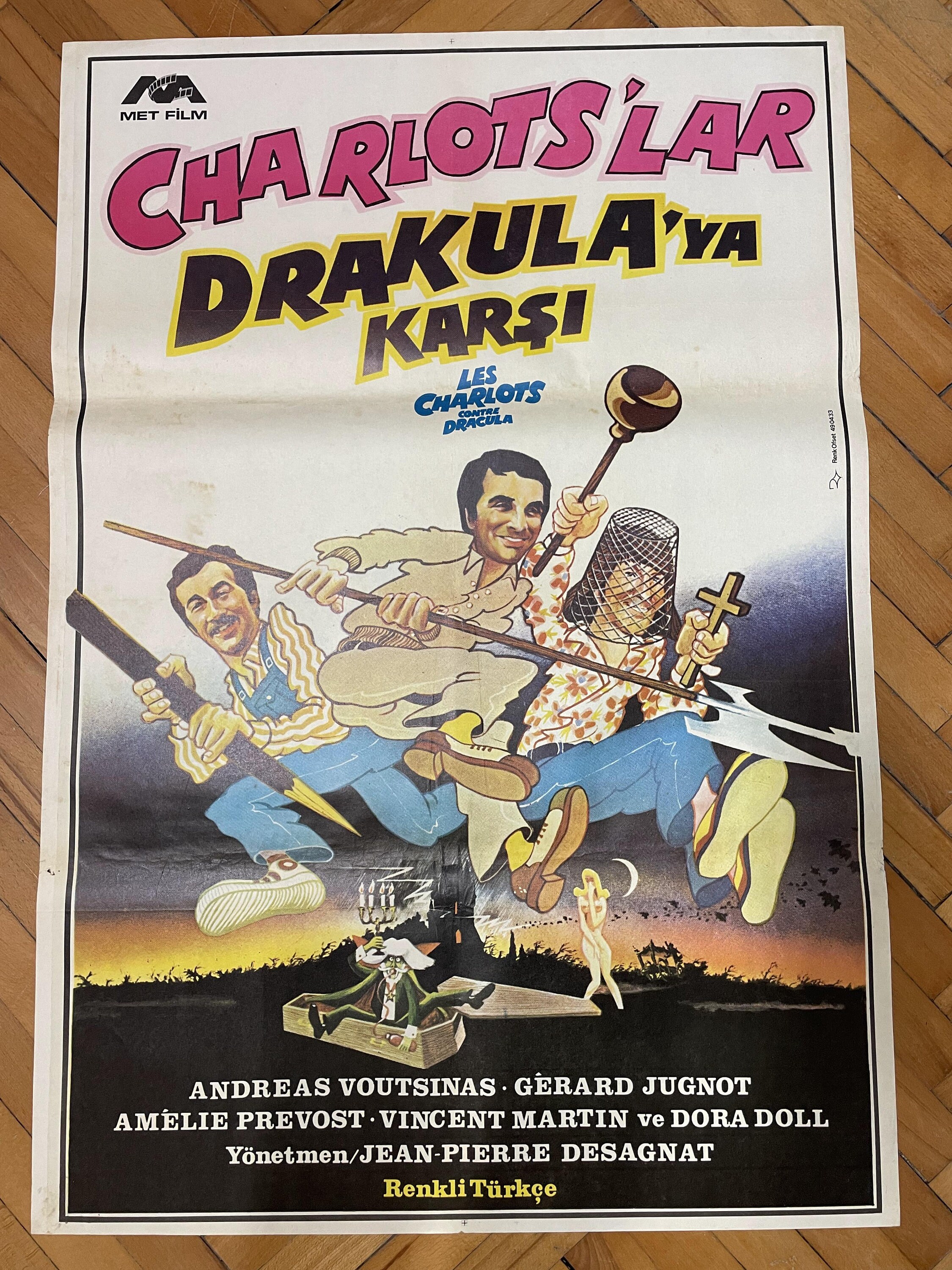 Les Charlots Contre Dracula 1980 Vintage Turkish Movie Poster French Comedy Vampire Powers Horror Movie 1980s movies