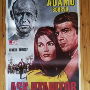 Les Arnaud The Arnauds Salvatore Adamo / Bourvil Léo Joannon Original Turkih Movie Poster. Póster de película vintage de 1967.