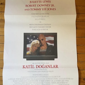Póster de película turca original Natural Born Killers de 1994. Póster de película vintage de Oliver Stone.