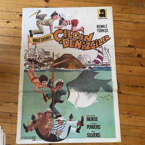 Póster original de la película turca The Boatniks de 1970. Película de comedia romántica de época. Robert Morse.