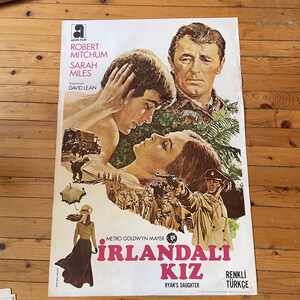 Póster original de la película La hija de Ryan de 1970. Póster de película romántica vintage.