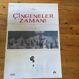 Póster original de la película turca "El tiempo de los gitanos", 1988. Póster de película dramática vintage.