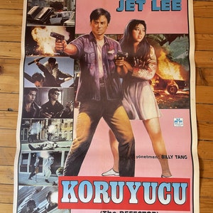 Póster de película turca original de Jet Lee, El desertor de 1966. Póster de película de acción vintage
