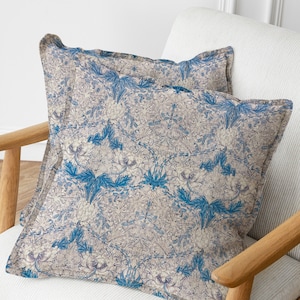 William Morris Honeysuckle Vintage Pattern created in 1876 Printed Pillow