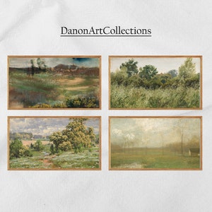 Samsung Frame TV Art set of 4 |Green Fields | Vintage Oil Paintings | European Landscapes created in the 19th Century|DIGITAL DOWNLOAD #TV15