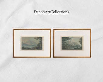Vintage Neutral Art Prints Set of 2 | Earth Toned Landscape Gallery Wall | DIGITAL DOWNLOAD  | Printable Wall Art  | Antique farmhouse #5192