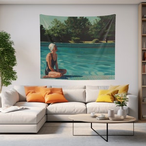 Vintage Swimmer Printed Wall Tapestry