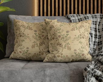 Tecido holandês antigo com decoração de galhos, folhas, flores e frutas Criado entre c. 1750 - c. 1790 Capa de almofada estampada
