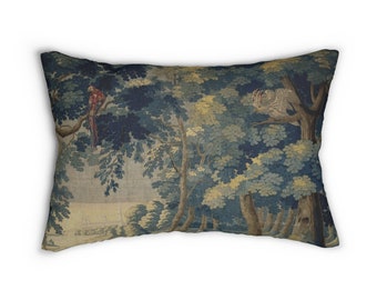 Antique Dutch Landscape Verdure Created between c.1660 -1700 Printed Spun Lumbar Pillow