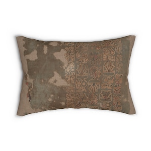 Antique Brown and Gold Fabric Pattern Printed  Lumbar Pillow